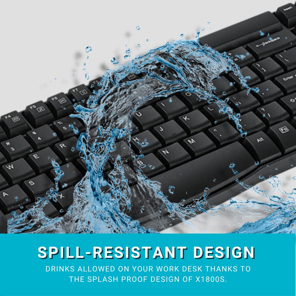 The Ultimate Strings - IT Accessories Peripherals - Rapoo X1800S Wireless Keyboard and Mouse, Anti-Fade & Spill-Resistant Keys - (Black)