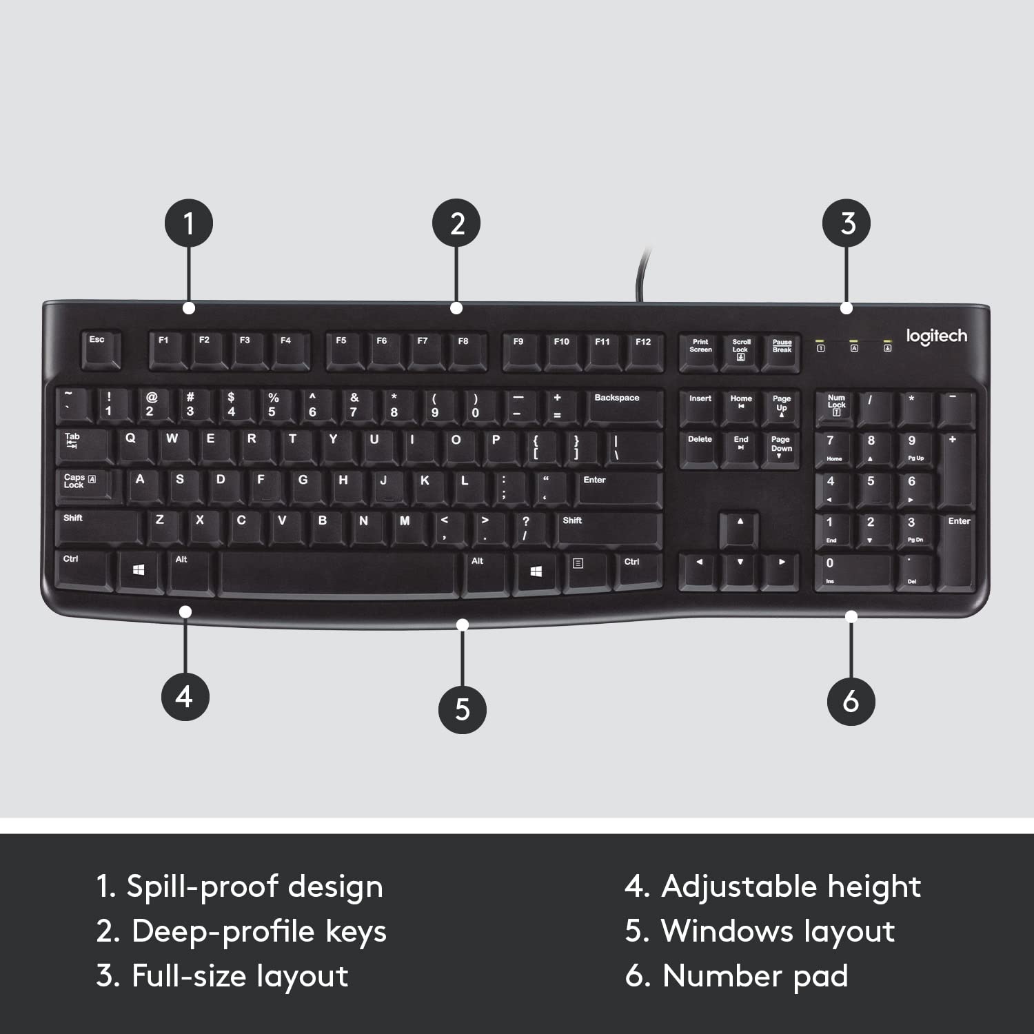 The Ultimate Strings - IT Accessories Peripherals - Logitech Plug and Play USB Keyboard K120, Black