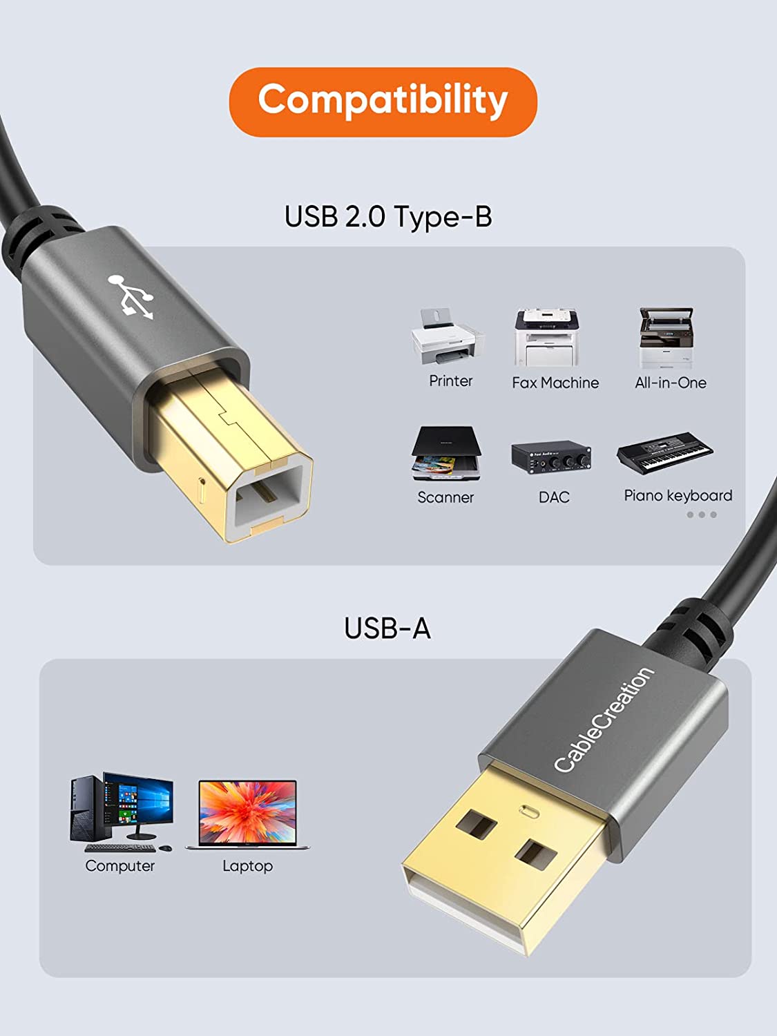 The Ultimate Strings - Cables All Types - Printer Cable Heavy Duty AM-BM 5M