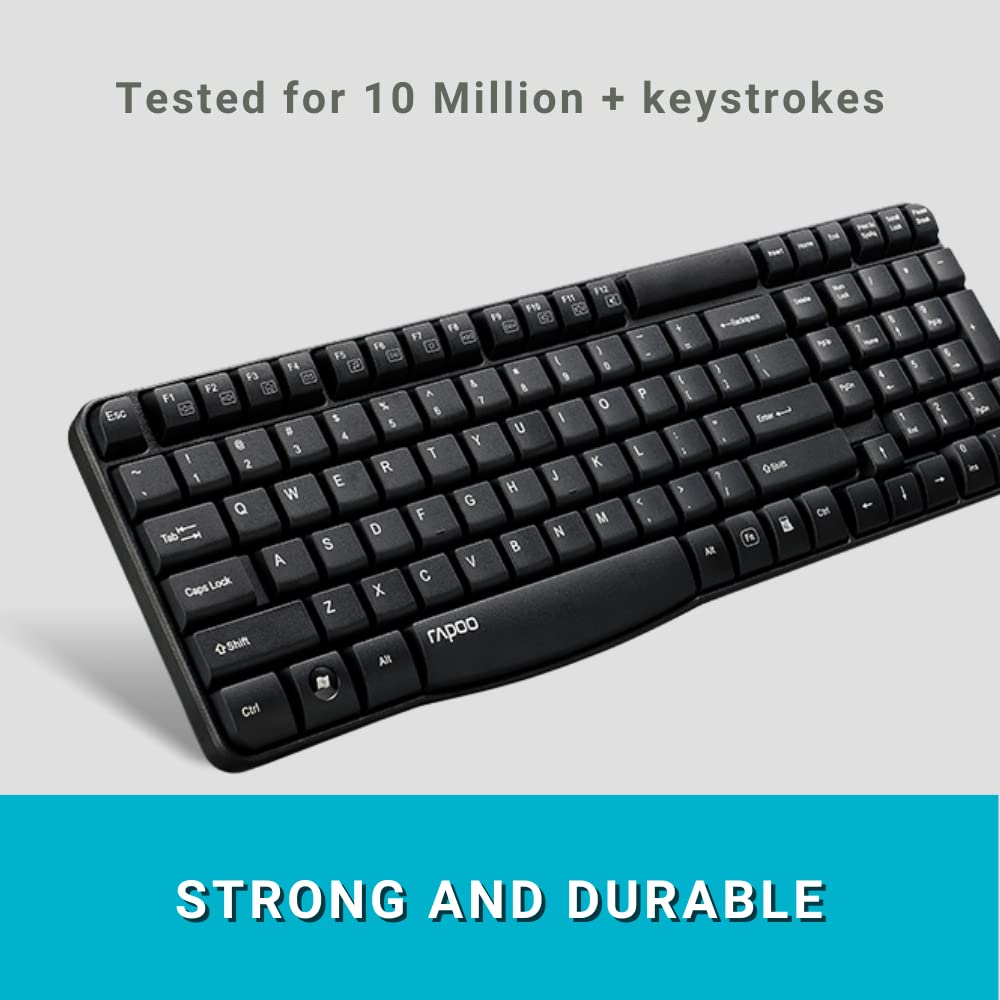 The Ultimate Strings - IT Accessories Peripherals - Rapoo X1800S Wireless Keyboard and Mouse, Anti-Fade & Spill-Resistant Keys - (Black)