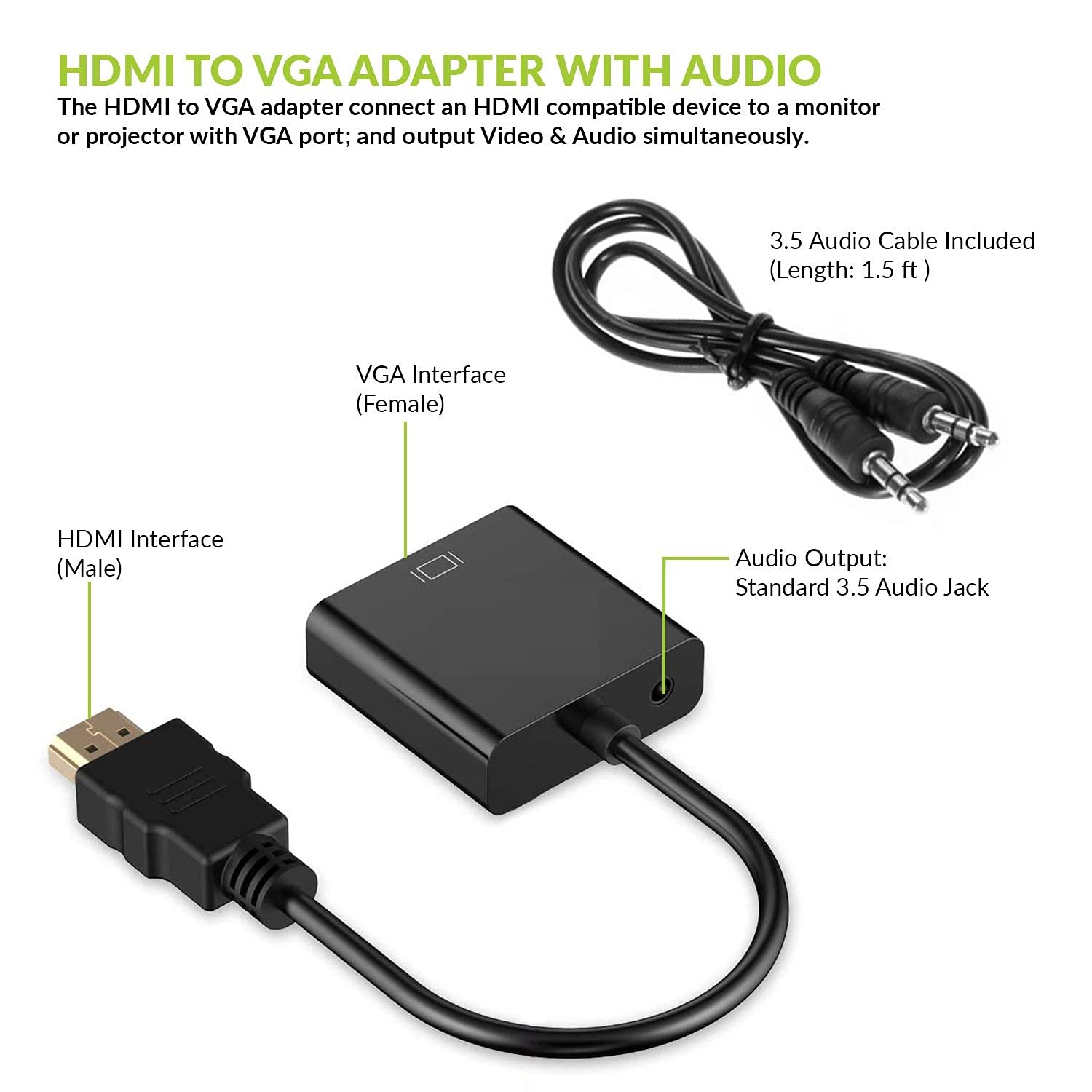 The Ultimate Strings - Converter and Components - HDMI to VGA Gold Plated Convectors